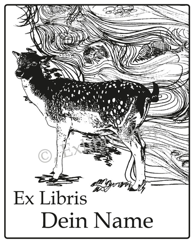 Bookplate stickers •Deer and stream•
